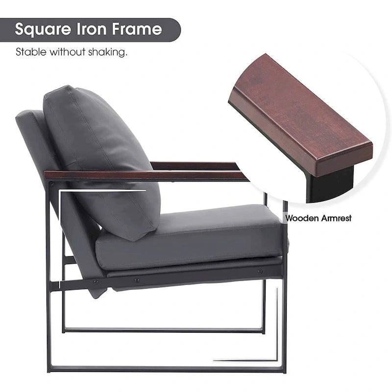 Fauteuil d'appoint moderne avec coussin rembourré, similicuir