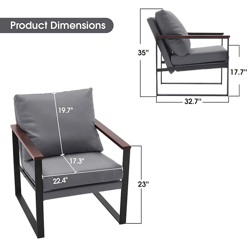 Fauteuil d'appoint moderne avec coussin rembourré, similicuir