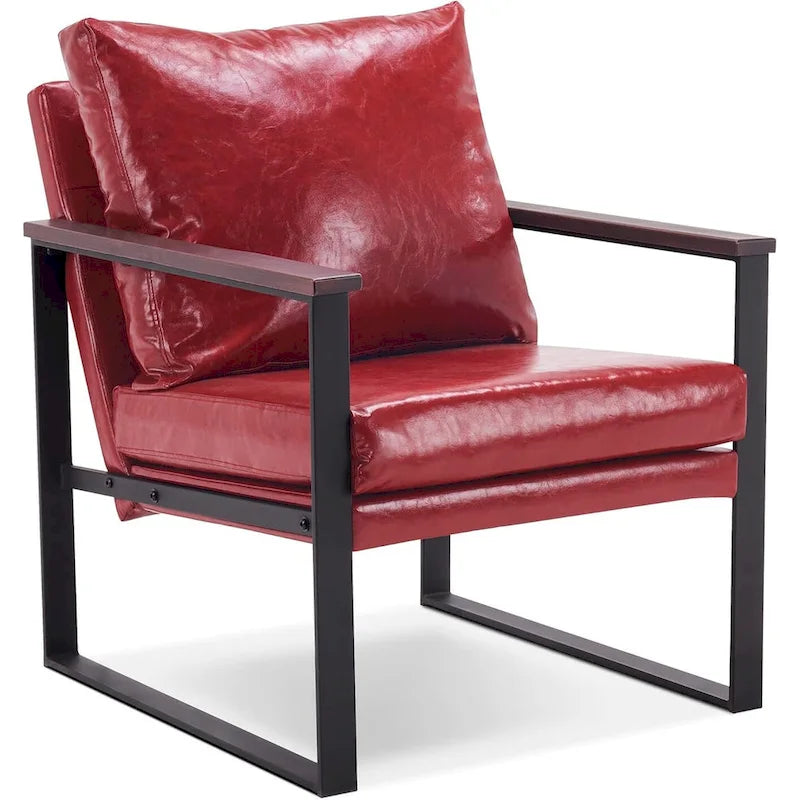 Fauteuil d'appoint moderne avec coussin rembourré, similicuir