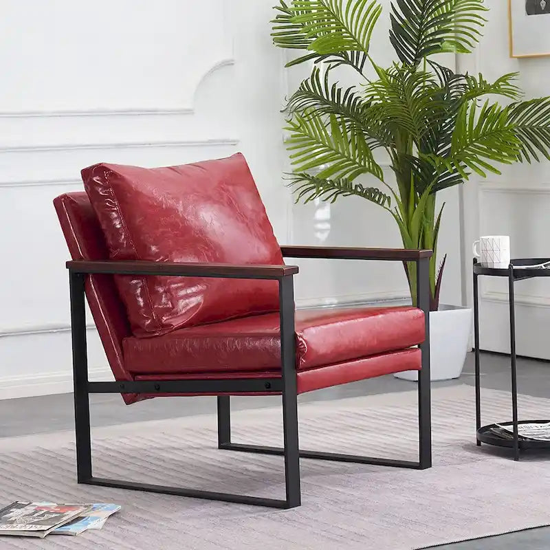 Fauteuil d'appoint moderne avec coussin rembourré, similicuir