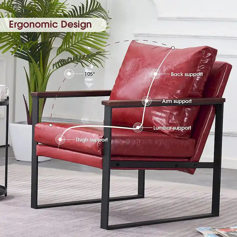 Fauteuil d'appoint moderne avec coussin rembourré, similicuir