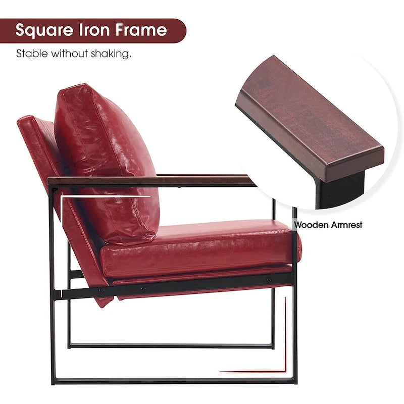 Fauteuil d'appoint moderne avec coussin rembourré, similicuir