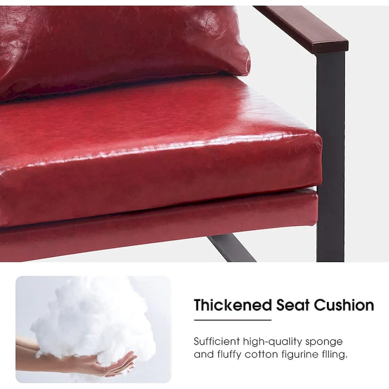 Fauteuil d'appoint moderne avec coussin rembourré, similicuir