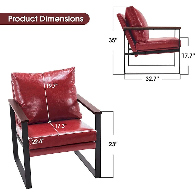 Fauteuil d'appoint moderne avec coussin rembourré, similicuir