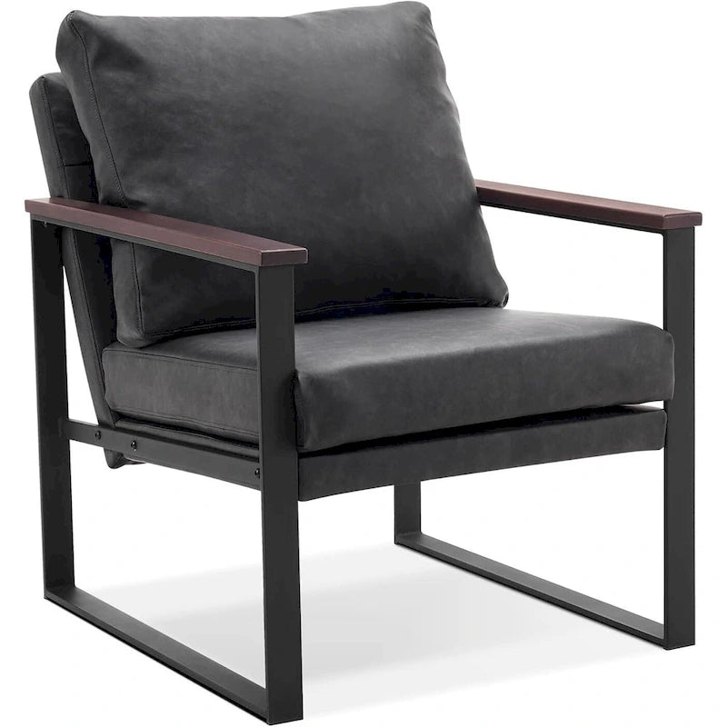 Fauteuil d'appoint moderne avec coussin rembourré, similicuir