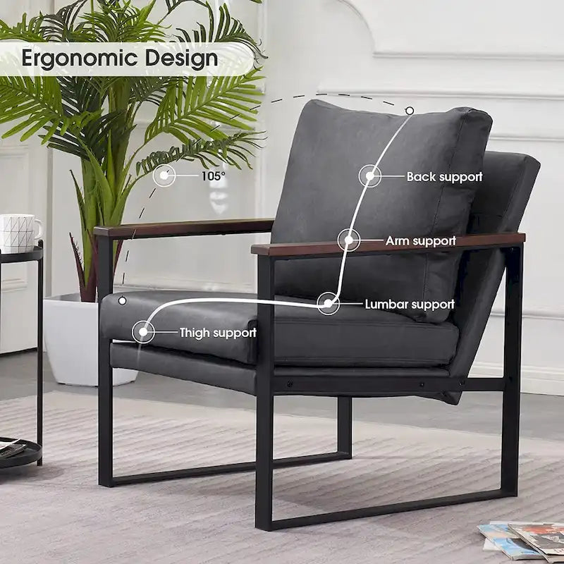 Fauteuil d'appoint moderne avec coussin rembourré, similicuir