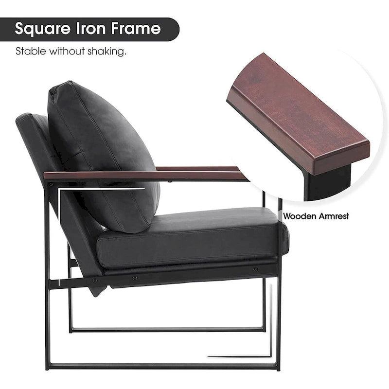 Fauteuil d'appoint moderne avec coussin rembourré, similicuir
