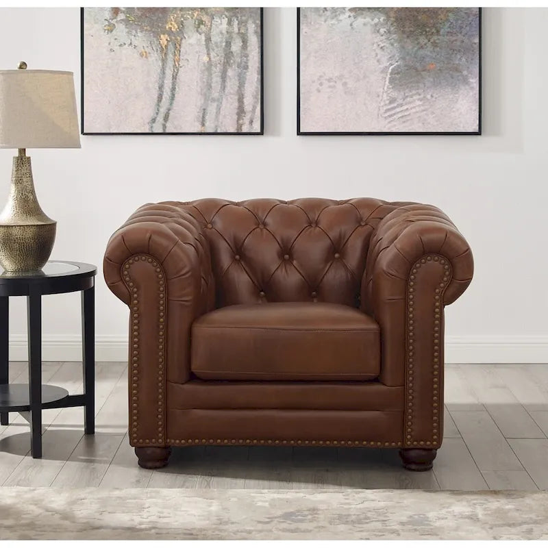 Fauteuil en cuir pleine fleur avec ressorts en mousse à mémoire de forme