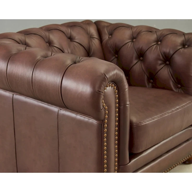 Fauteuil en cuir pleine fleur avec ressorts en mousse à mémoire de forme
