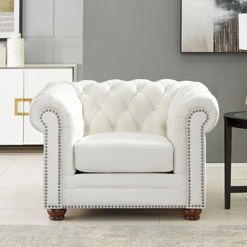 Fauteuil en cuir pleine fleur avec ressorts en mousse à mémoire de forme