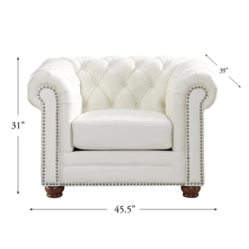Fauteuil en cuir pleine fleur avec ressorts en mousse à mémoire de forme