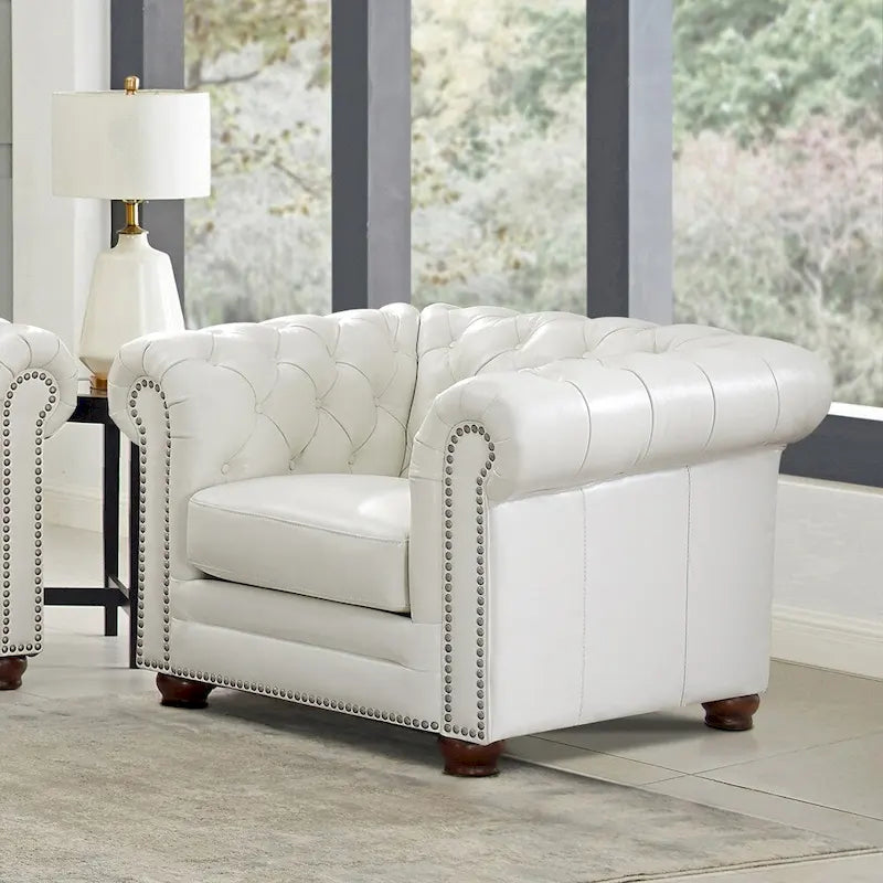 Fauteuil en cuir pleine fleur avec ressorts en mousse à mémoire de forme