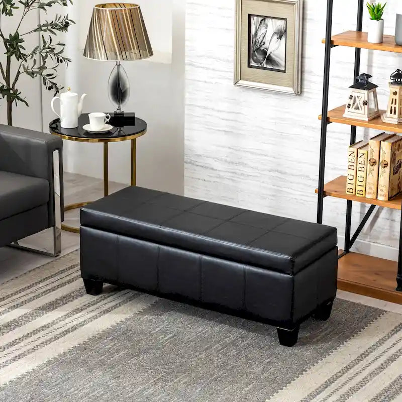 Banc de rangement capitonné avec couvercle à charnière