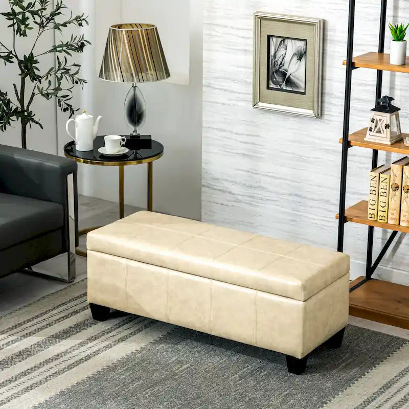Banc de rangement capitonné avec couvercle à charnière