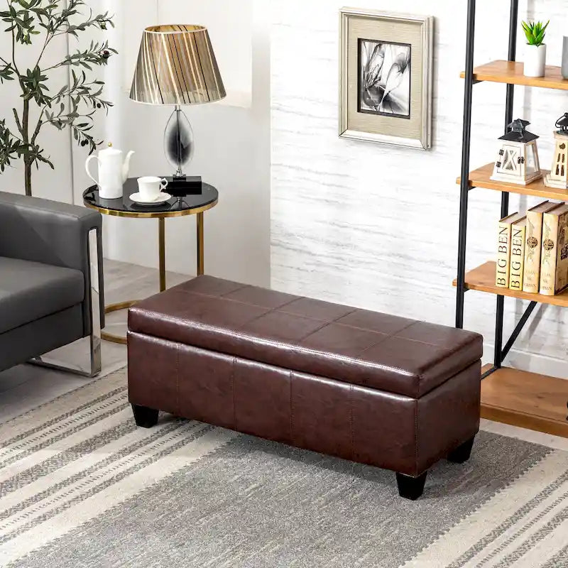 Banc de rangement capitonné avec couvercle à charnière