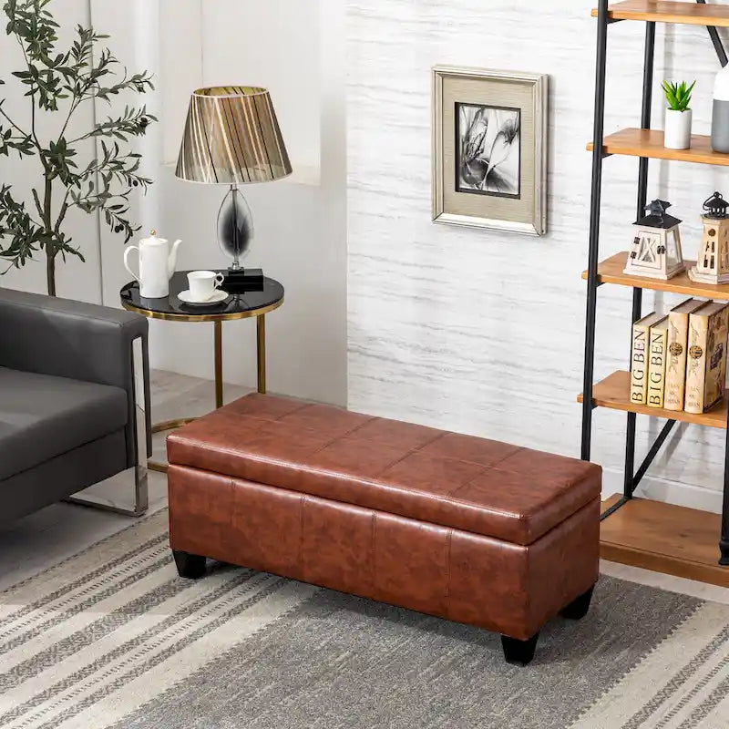 Banc de rangement capitonné avec couvercle à charnière