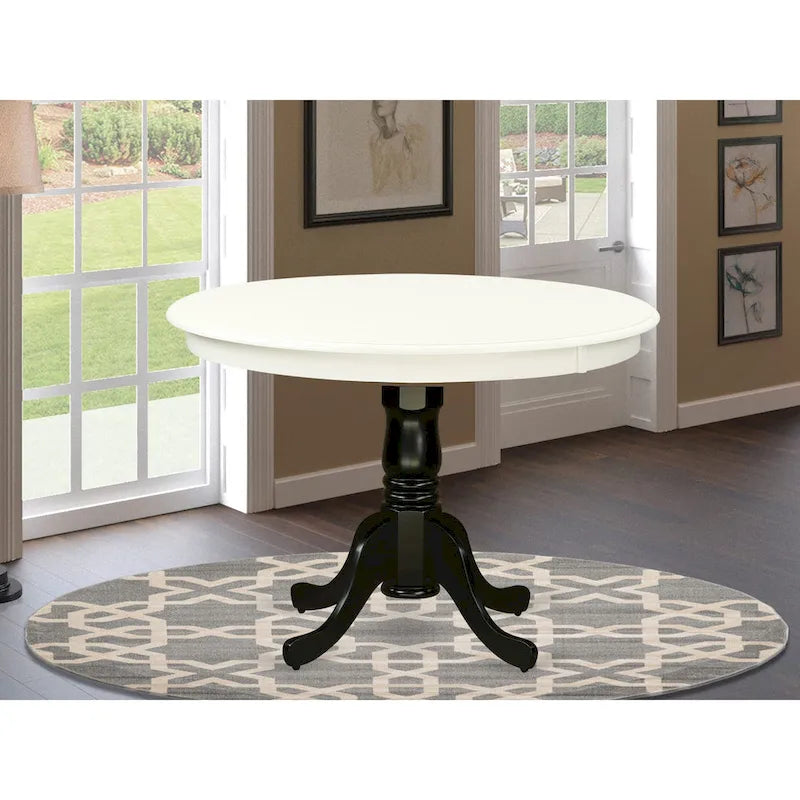 Table de cuisine – un plateau de table à manger rond avec un pied central