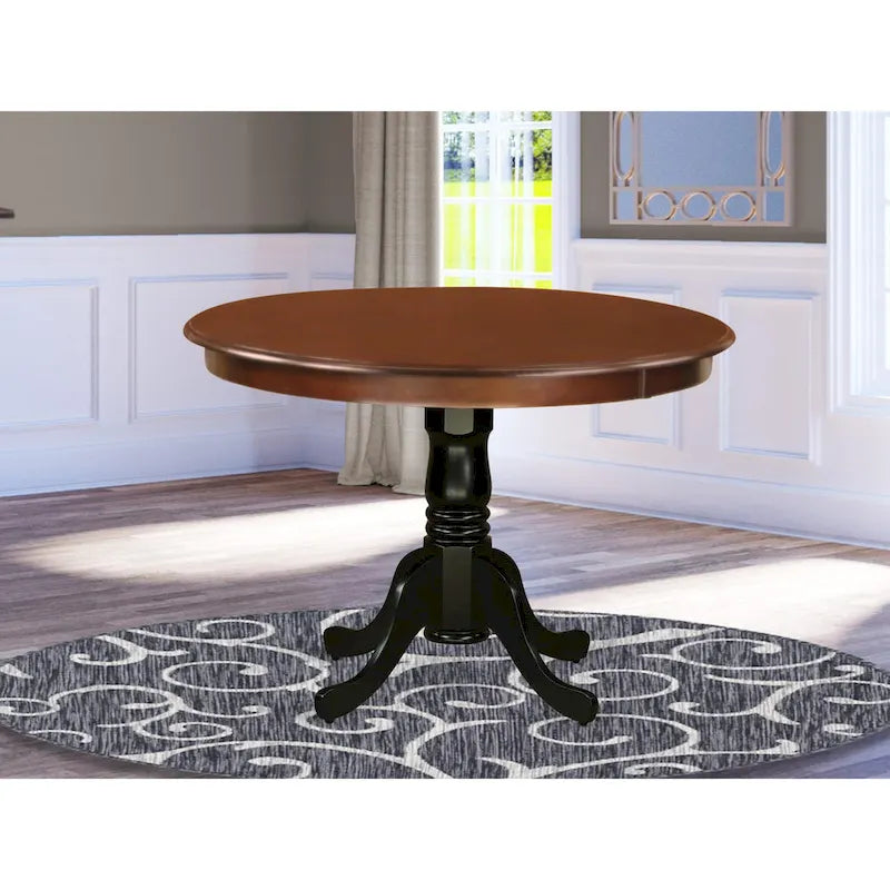 Table de cuisine – un plateau de table à manger rond avec un pied central