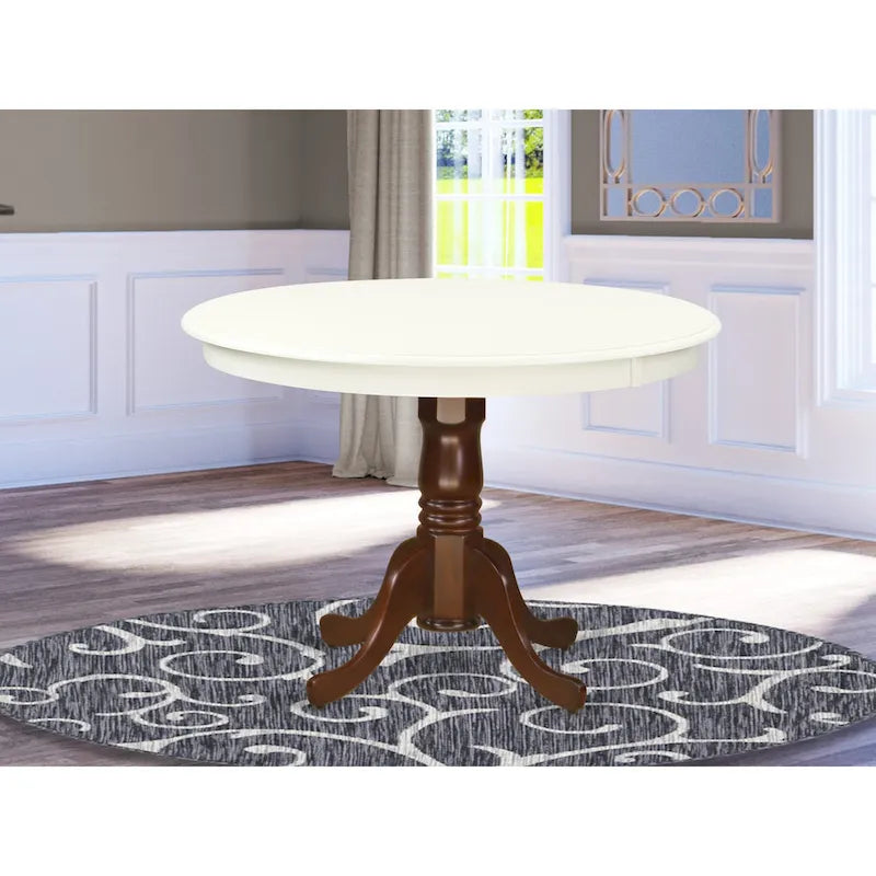 Table de cuisine – un plateau de table à manger rond avec un pied central
