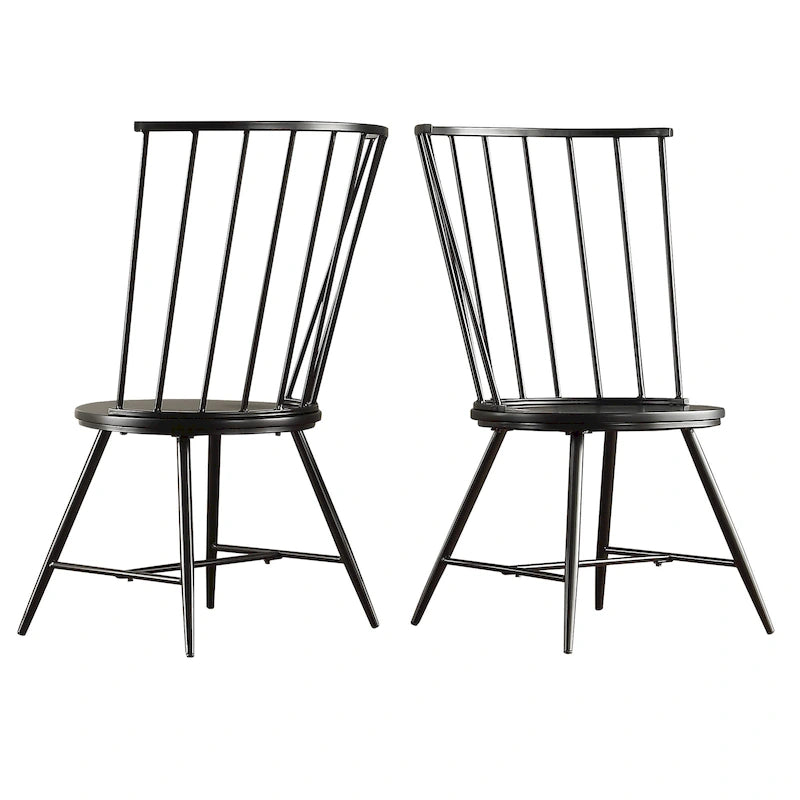 Chaise de salle à manger à dossier haut en métal et bois à barreaux