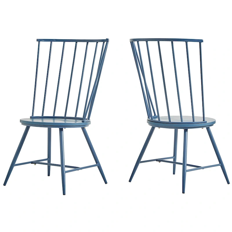 Chaise de salle à manger à dossier haut en métal et bois à barreaux