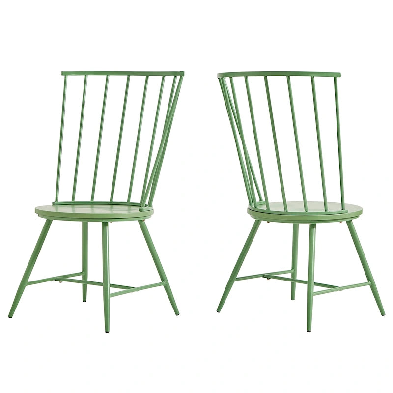Chaise de salle à manger à dossier haut en métal et bois à barreaux