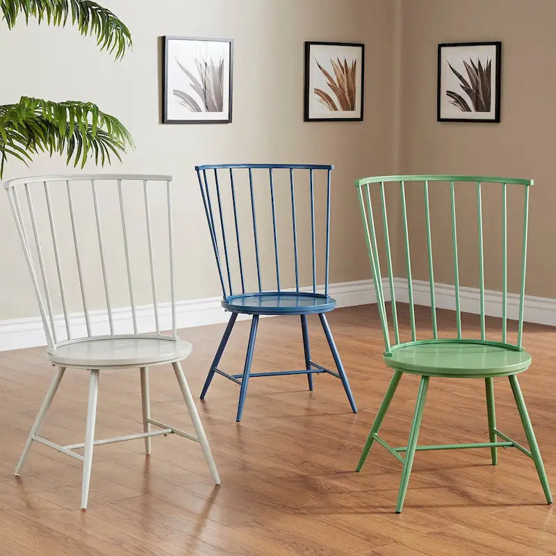 Chaise de salle à manger à dossier haut en métal et bois à barreaux
