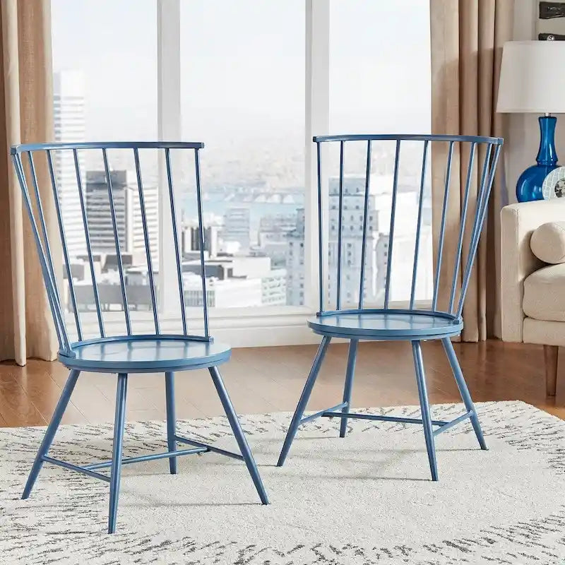 Chaise de salle à manger à dossier haut en métal et bois à barreaux