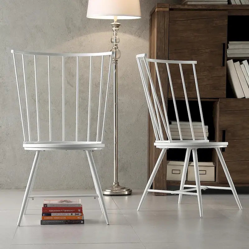 Chaise de salle à manger à dossier haut en métal et bois à barreaux