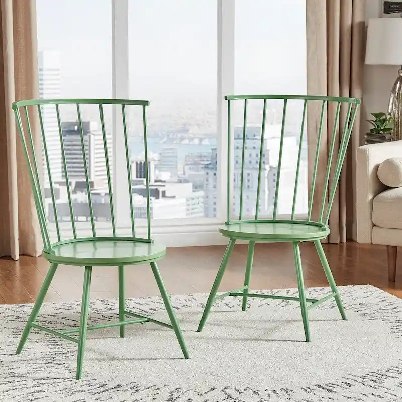 Chaise de salle à manger à dossier haut en métal et bois à barreaux