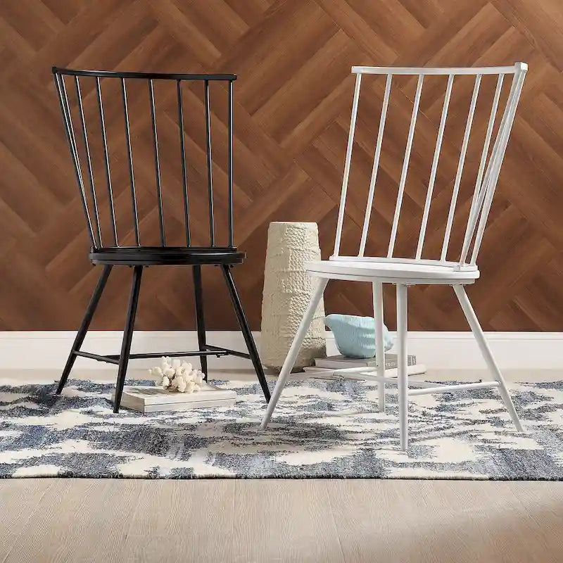 Chaise de salle à manger à dossier haut en métal et bois à barreaux