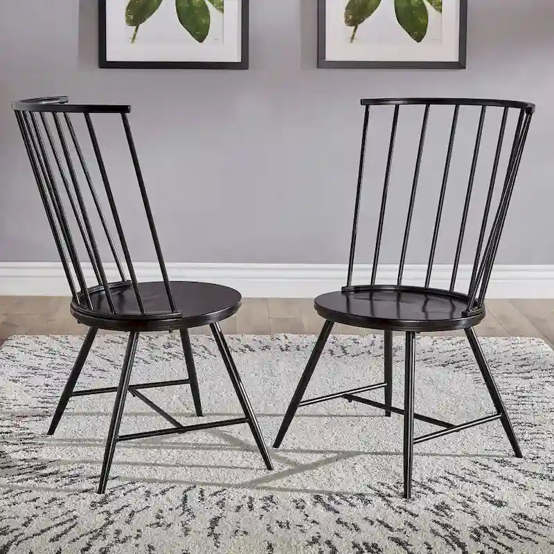 Chaise de salle à manger à dossier haut en métal et bois à barreaux