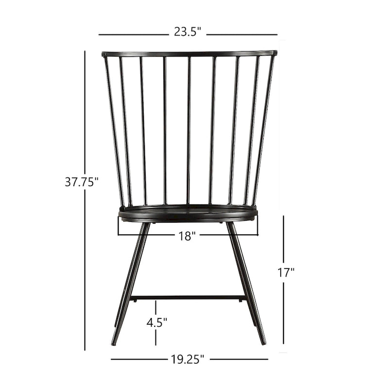 Chaise de salle à manger à dossier haut en métal et bois à barreaux