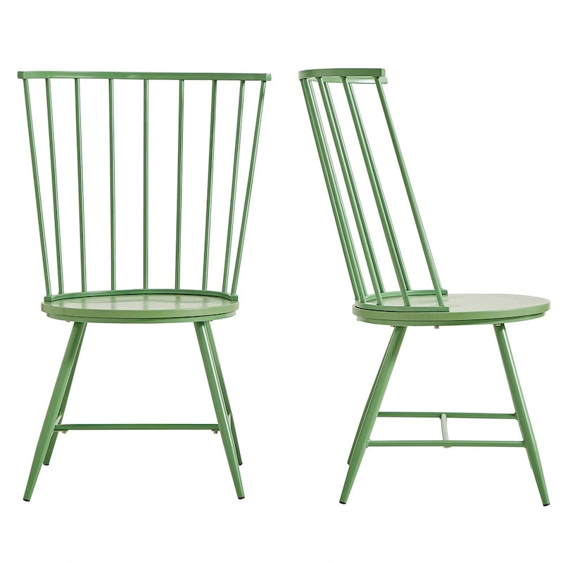 Chaise de salle à manger à dossier haut en métal et bois à barreaux