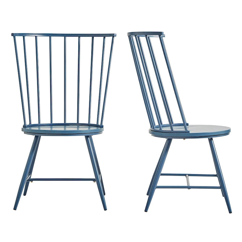 Chaise de salle à manger à dossier haut en métal et bois à barreaux