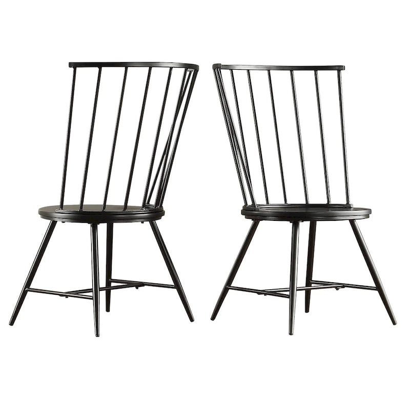 Chaise de salle à manger à dossier haut en métal et bois à barreaux