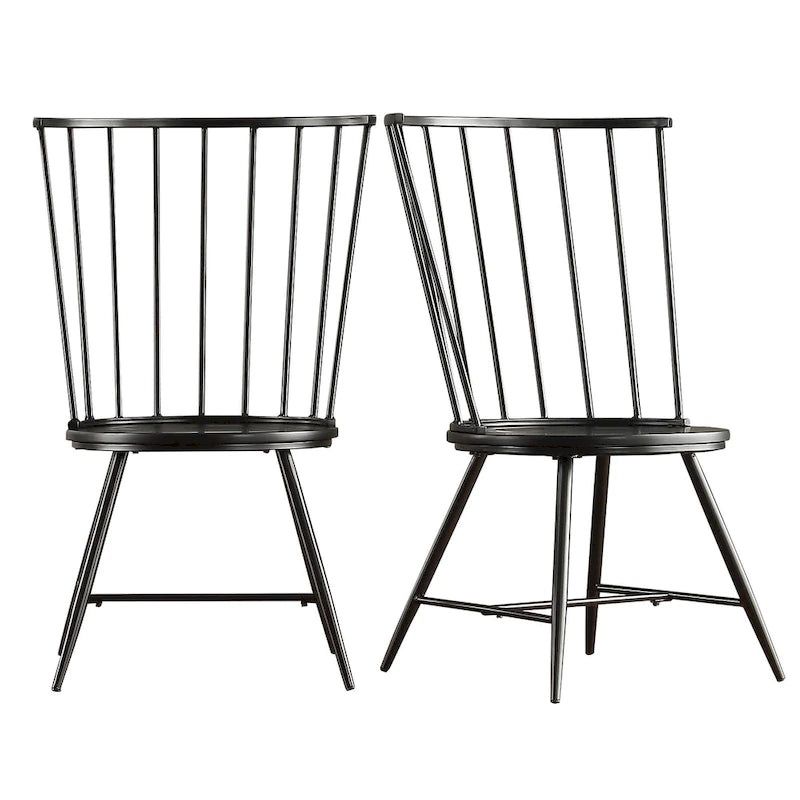 Chaise de salle à manger à dossier haut en métal et bois à barreaux