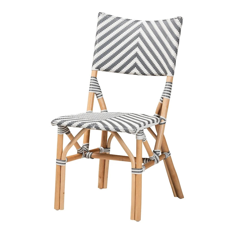 Chaise de bistrot moderne en rotin naturel tressé, de style français