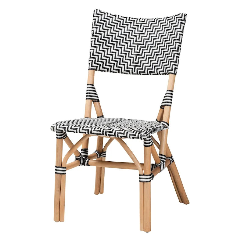 Chaise de bistrot moderne en rotin naturel tressé, de style français