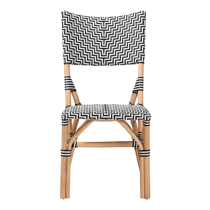 Chaise de bistrot moderne en rotin naturel tressé, de style français