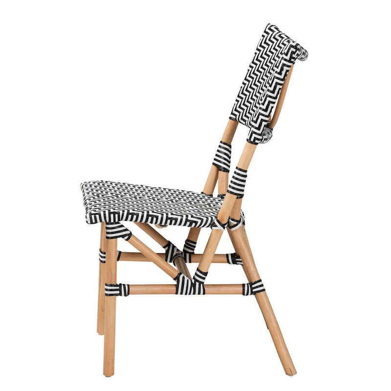 Chaise de bistrot moderne en rotin naturel tressé, de style français