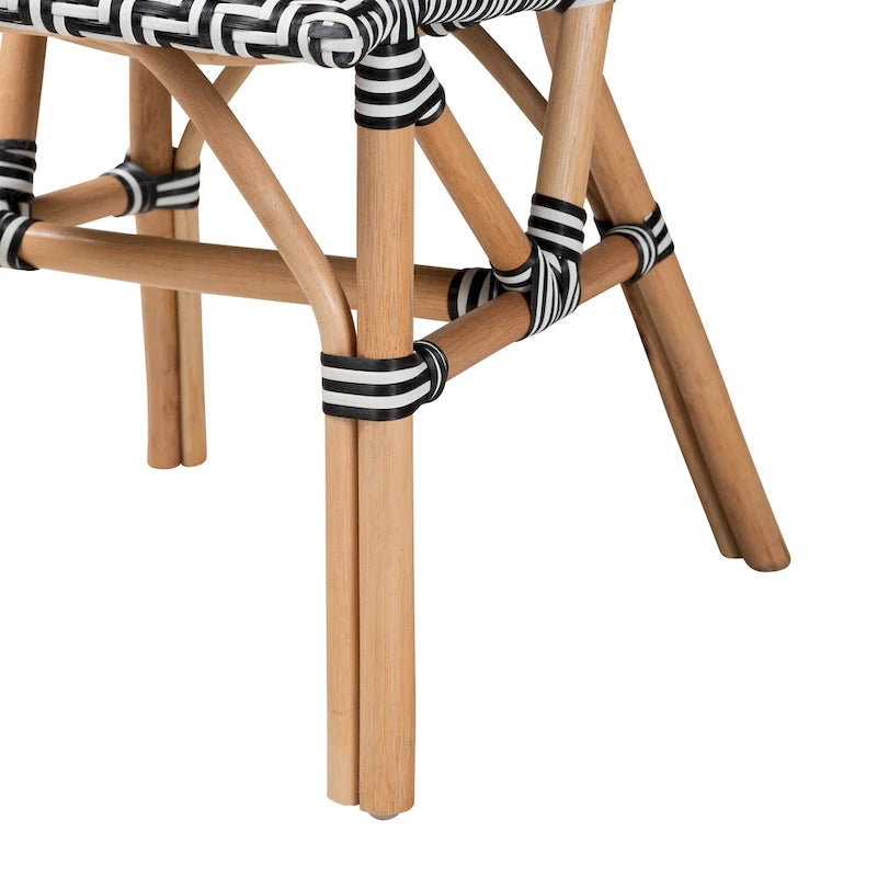 Chaise de bistrot moderne en rotin naturel tressé, de style français