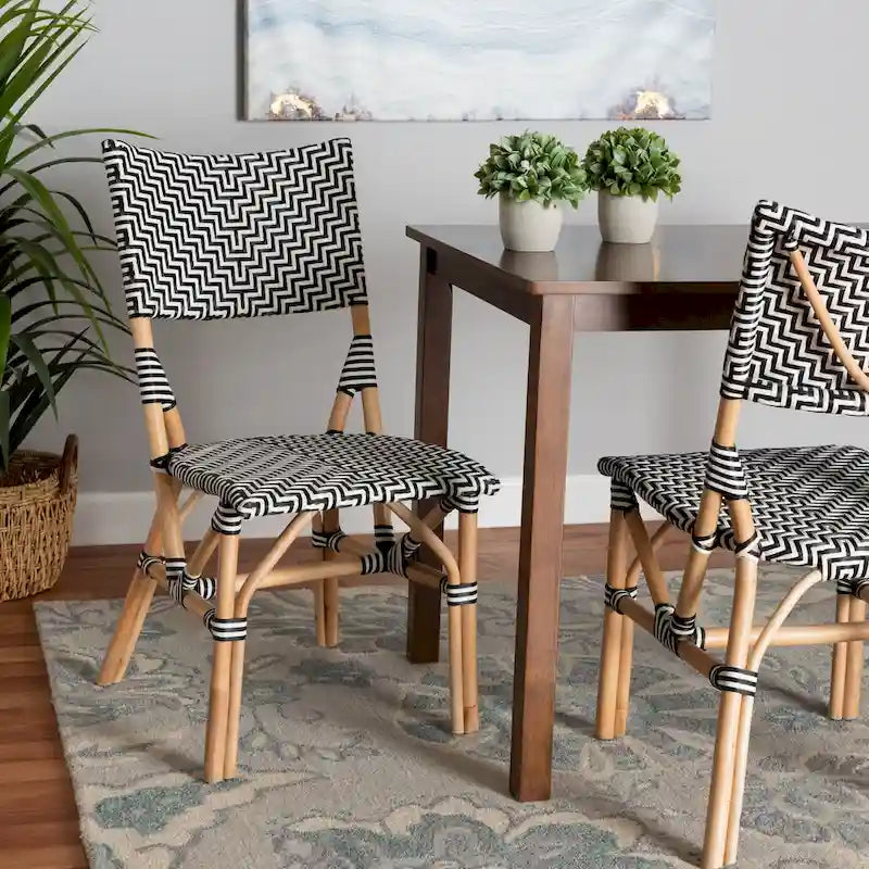 Chaise de bistrot moderne en rotin naturel tressé, de style français