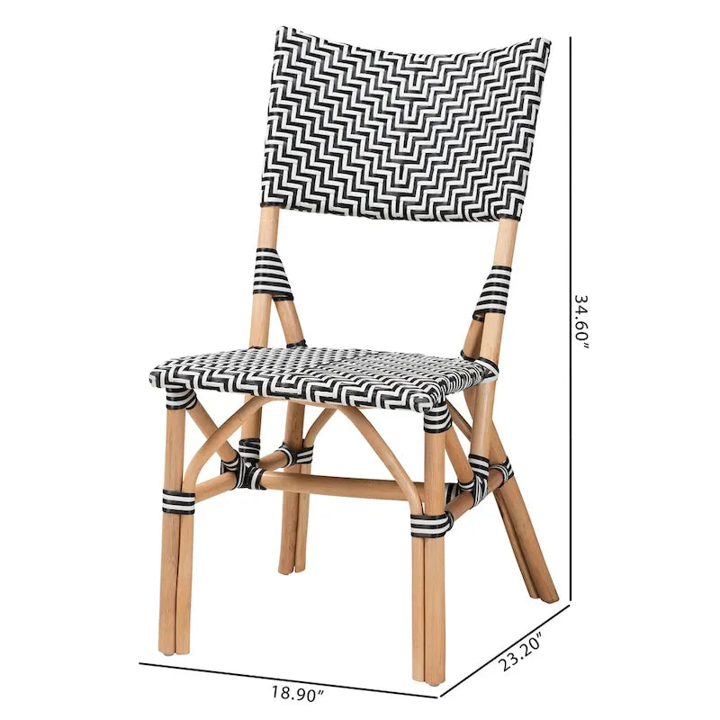 Chaise de bistrot moderne en rotin naturel tressé, de style français