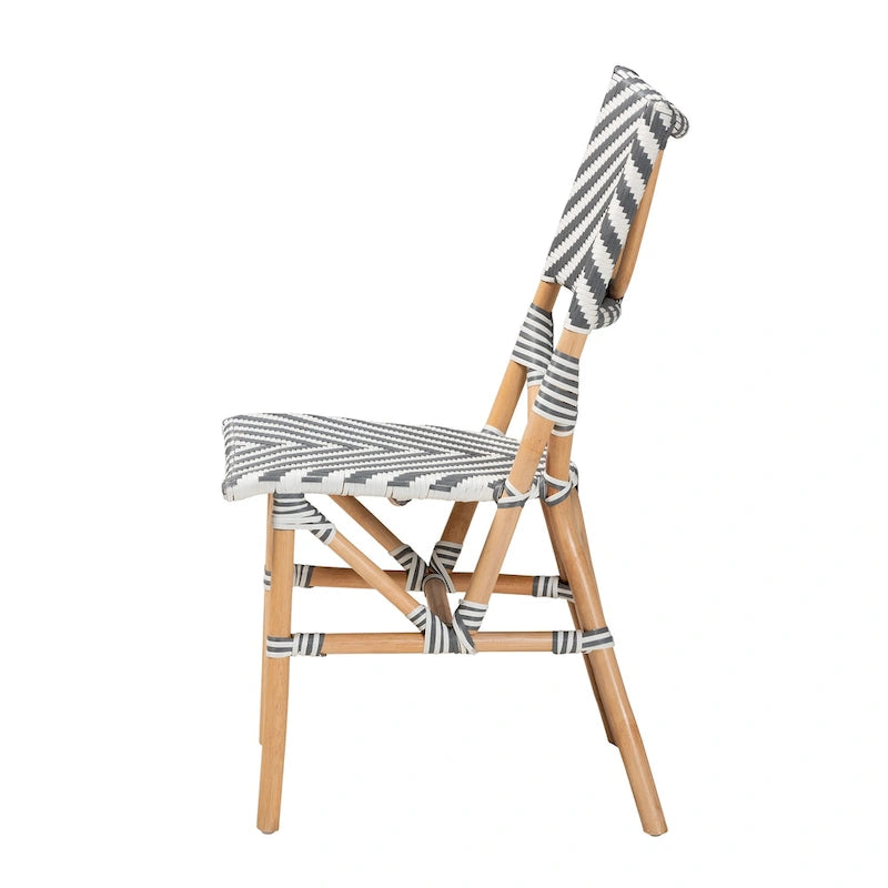 Chaise de bistrot moderne en rotin naturel tressé, de style français