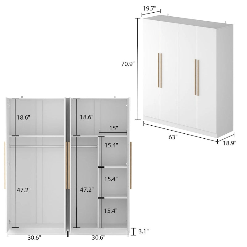 Grande armoire à deux compartiments et quatre portes