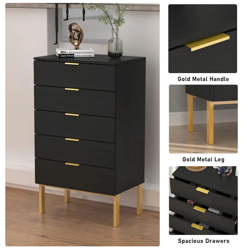 Commode 5 tiroirs Table de chevet Meuble de rangement