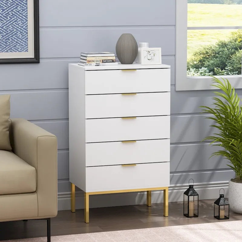 Commode 5 tiroirs Table de chevet Meuble de rangement
