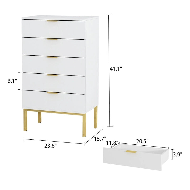 Commode 5 tiroirs Table de chevet Meuble de rangement