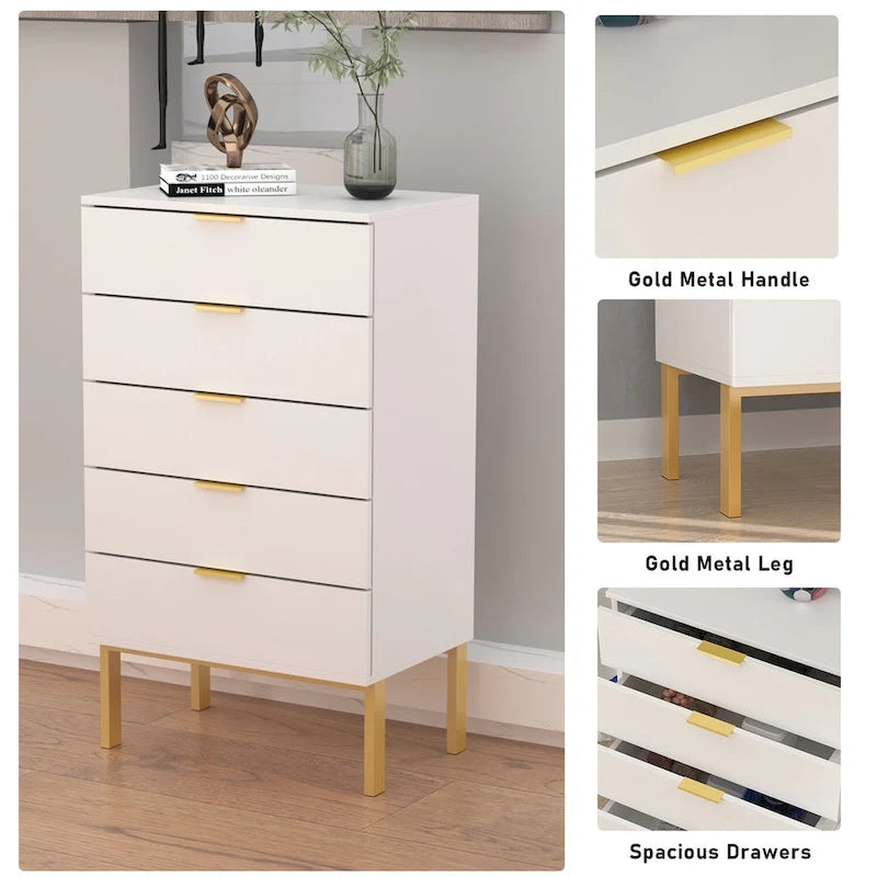 Commode 5 tiroirs Table de chevet Meuble de rangement